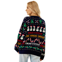 Pull de Noël Jacquard de Haute Qualité à Col Rond Ample, Brodé de Paillettes Bonhomme de Neige, Tricoté pour Fête de Noël
