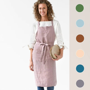 Kit de delantal de cocina con estilo de lino 100% Delantal de cocina con bolsillos para hombres y mujeres - Product Image 2