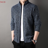 Nouveau cardigan en laine doublé de fourrure pour l'hiver, col montant, épais, chaud et confortable pour hommes