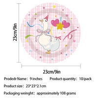 핑크 해피 간소 디자인 테마 일회용 식기 세트 종이 접시 컵 냅킨 어린이 생일 파티 장식용 식기류
