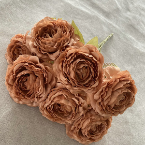 Ramos de peonías de 7 cabezas, flor falsa, 10cm de diámetro, novedad de <span class=keywords><strong>2022</strong></span> - Product Image 5