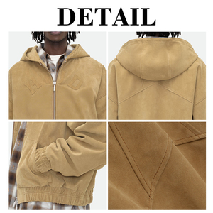 Sweat à capuche zippé 2 voies KingSen OEM pour homme en daim avec logo brodé 3D, respirant, appliqué, style streetwear hiver, longueur standard, hip-hop - Product Image 6