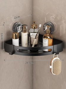 Étagère de salle de bain chromée à fixer en coin, 2 niveaux, support mural à ventouse, en acier inoxydable, organisateur de rangement gain de place - Product Image 5