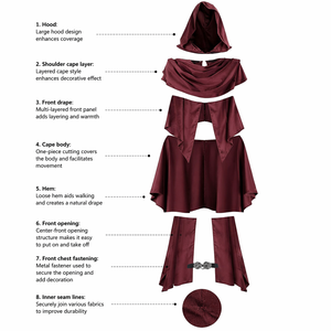 Cape à capuche en velours vintage médiévale, cape de cosplay de ranger, parfaite pour Halloween, les pièces de théâtre et les séances photo - Product Image 3