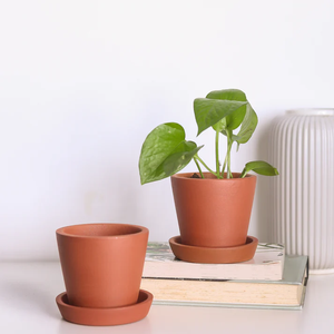 Ensemble de 2 pots en terre cuite Sakora faits à la main pour l'intérieur, l'extérieur, le balcon, la terrasse, le jardin, la décoration de la maison, pots à fleurs en argile rustique - Product Image 3