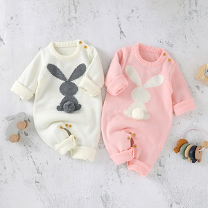 Mimixiong - Mamelucos de punto para bebé recién nacido, ropa de bebé niñ<span class=keywords><strong>a</strong></span>, lindos mamelucos de conejito con pompón, conjuntos de ropa para niños, ropa de bebés - Product Image 2