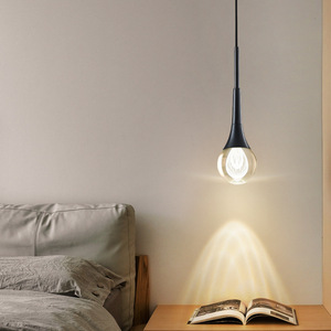 Modern Minimalist All-Copper Crystal Pendant <b>Light</b> Luxury Small Lamp Fixture Long Hanging Wire for Bedroom Bedside Pendant <b>Light</b> - Product Image 1