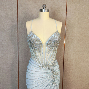 Elegante Abito da Sera a <span class=keywords><strong>Sirena</strong></span> con Scollo a V, Paillettes e Perline, Lunghezza a Terra con Strascico per Donne - Product Image 5