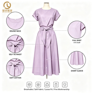 Produttore di Abbigliamento Etichetta Personalizzata OEM/ODM 2026 Abiti <span class=keywords><strong>Midi</strong></span> Eleganti Casual da <span class=keywords><strong>Donna</strong></span> di Alta Qualità a Manica Corta - Product Image 4