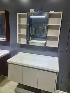 Factory-Direct Modern Minimalist Integrated Sintered Stone Basin and <b>Smart</b> LED <b>Mirror</b> Wall-Mounted Bathroom Vanity - Product Image 2