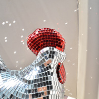Ornements décoratifs exclusifs transfrontaliers semi-artisanaux effet miroir disco, décorations et fournitures pour fête d'anniversaire thème Coq et Poussin