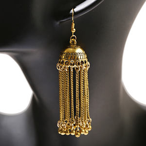 ต่างหูสไตล์วินเทจสำหรับผู้หญิง,ตุ้มหูยิปซีสไตล์อินเดียสีเงินสไตล์วินเทจเครื่องประดับสไตล์โบโฮตุ้มหูทรงกลมกระดิ่งแบบย้อนยุคต่างหู Jhumka สำหรับผู้หญิง - Product Image 5