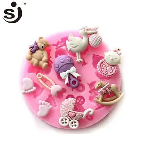 Hot bán bé tắm chủ đề Mini Silicone fondant bánh công cụ trang trí