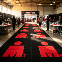 Tapis de course personnalisé imprimé pour l'extérieur, en polyester non tissé, antidérapant, pour la ligne d'arrivée de marathon, triathlon et événements sportifs