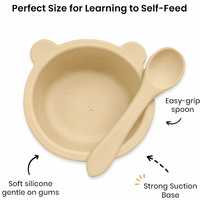 Ensemble repas pour enfants de haute qualité, cuillère et bol en silicone de qualité alimentaire avec base à ventouse, écologique, passe au lave-vaisselle