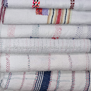 Handmade Kantha Stitch <b>Quilts</b> Vintage Sari Cotton Filled <b>Throw</b> Blanket Winter Summer <b>Bed</b> Cover Single Double Size Home Hotel Use - Product Image 1