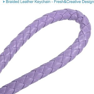 Colorful Handmade Braided Leather Keychain Wristlet Lanyard for Car <b>Key</b> Designer Fashion Accessories for Men Women - Product Image 4
