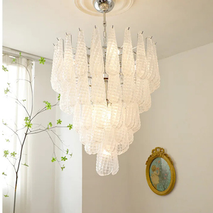 New modern LED pháp Chic đám mây Frosted blass ánh sáng mặt dây chuyền vàng vòng/dài đèn chùm phòng khách ánh sáng đồ đạc - Product Image 2