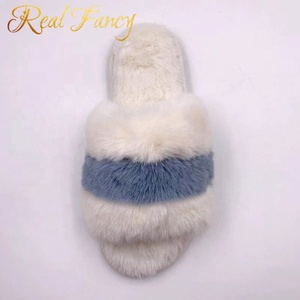 Ultimo Disegno della Pelliccia Del Faux Open Toe Bianco Dell'interno di Inverno delle Donne di Casa Pantofole - Product Image 2