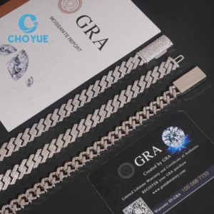 ลดราคาพิเศษ สร้อยคอเงินแท้ S925 ขนาด 12 มม. แบบ Cuban Link 2 แถว ประดับเพชรโมอิสซาไนต์ สไตล์ฮิปฮอป เครื่องประดับคุณภาพสูง สร้อยคอผู้ชาย ผ่านการทดสอบเพชร GRA - Product Image 5