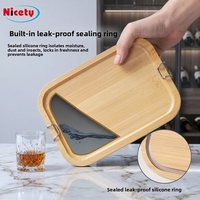 Boîte à bento en acier inoxydable 304 avec couvercle en bambou anti-fuite et fermoir, conteneur de stockage de repas portable à joint hermétique