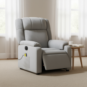 Sillón reclinable de masaje eléctrico, color gris claro, masaje de cuerpo completo, uso doméstico, con enchufe, 110-240v - Product Image 2
