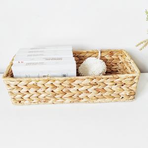 Panier de rangement rectangulaire en jacinthe d'eau tressée fait main, lot de 12, pour salon, cuisine, organisateur de bureau, panier en rotin - Product Image 3