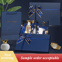 Großhandel Elegante Blaue Geschenkbox Luxuriöse Weihnachts-Schokoladen-Parfüm-Geschenkverpackung Deckel-und-Boden-Box Mit Schleifenband