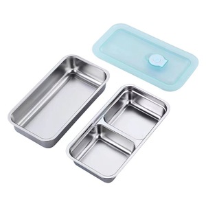 Contenedor de Almacenamiento de Alimentos de Acero Inoxidable 304, Rectangular, con Tapa de Clip, para Viajes, con Compartimentos Individuales y Dobles - Product Image 4
