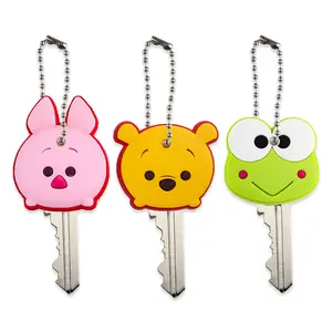 Custom cartoon keychain bear and Frog animal model protection car key cap cover silicone key holders luxury gifts