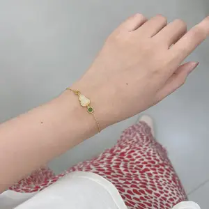 Oem Odm Temperamento Explosivo 925 Sterling Silver Bracelet Bangle 18K Banhado A Ouro Natural Hetian Jade Fulu Cabaça Pulseiras Mulheres