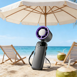 Ventilateur portable rechargeable à affichage numérique, puissant, mini ventilateur personnel avec cordon pour le camping en plein air - Product Image 3