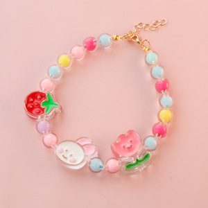 Colorful Little <b>Bear</b> Strawberry Little Rabbit Flower Pet Necklace <b>Cute</b> Pet Accessories for Dogs and Cats - Product Image 5