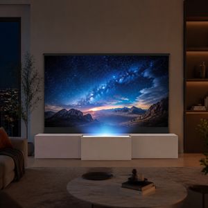Meuble TV laser blanc tout-en-un PerfecTisan <span class=keywords><strong>120</strong></span> <span class=keywords><strong>pouces</strong></span> à ultra courte focale pour <span class=keywords><strong>écran</strong></span> de projection <span class=keywords><strong>UST</strong></span> ALR à levée au sol - Product Image 4