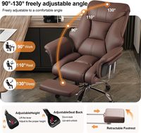 Chaise de bureau de direction avec accoudoirs confortables, dossier haut et repose-pieds, chaise de bureau à domicile avec repose-pieds
