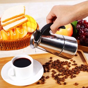 Machine à expresso en acier inoxydable, <span class=keywords><strong>cafetière</strong></span> expresso de <span class=keywords><strong>grande</strong></span> <span class=keywords><strong>capacité</strong></span>, pot moka épaissi en acier inoxydable avec couvercle - Product Image 2