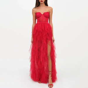 strapless open back dress Maxi Dress Red Long Dress Elianna One Shoulder Satin Maxi Dress Size 12 main image 0