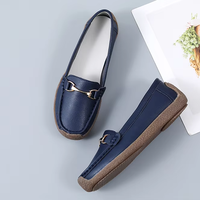 Sepatu Moccasin Kulit Asli Nyaman Tanpa Tali untuk Mengemudi, Santai, dan Kerja Sehari-hari, Loafer Horsebit Wanita