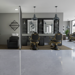 Lavabo Moderno Vintage para Salón de Belleza Comercial, Negro y Gris, con Espejo de Madera, Mueble para Estación de Belleza y Barbería, para Hotel y Gimnasio - Product Image 3