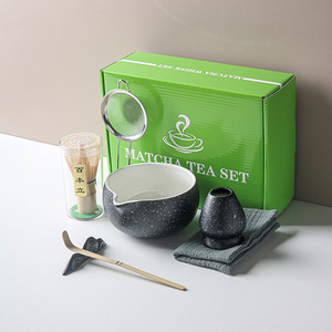 Juego de Té Matcha de Porcelana Cerámica, Caja Colorida Estilo Japonés, Caja de Regalo Ecológica, Duradera, de Grado Alimenticio, Diseño Japandi, para Uso en Cafeterías - Product Image 1
