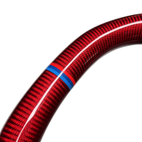 Volante Deportivo Personalizado CCExcellent en Fibra de Carbono Roja y Negra con Empuñaduras de Cuero para BMW Serie 5 F10 F15 F18 M5