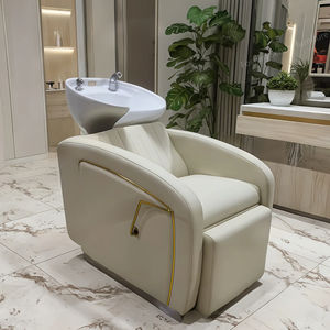 เก้าอี้สระผมและร้านทำจากหนัง ODM มีอ่างล้างจานแชมพูแบบหมุนเวียนน้ำสำหรับร้านเสริมสวย - Product Image 3