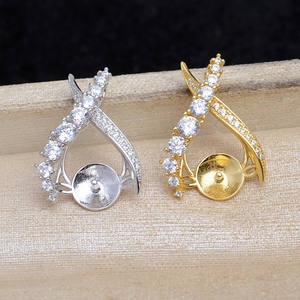 925 <b>Silver</b> Zircon <b>Cross</b> <b>Pendant</b> DIY Accessory for Pearl Jewelry Empty Semi-Finished 11-12 Base JG5904 Fashion <b>Pendants</b> Charms - Product Image 2