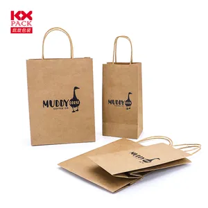 Custom Print Take Out Bag Drinking Bags Kraft Paper Shopping Bag For Food Beverages