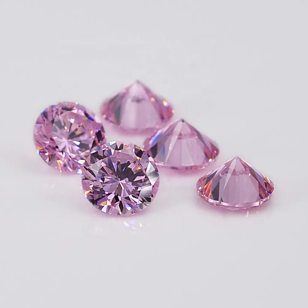 Round brilliant cut pink cubic zirconia stone synthetic lab created pink zircon stone on sale
