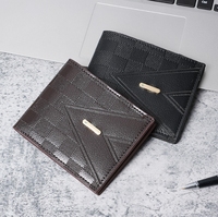 Dompet ramping untuk pria, dompet minimalis dengan ritsleting lipat dua, dompet kulit PU pria