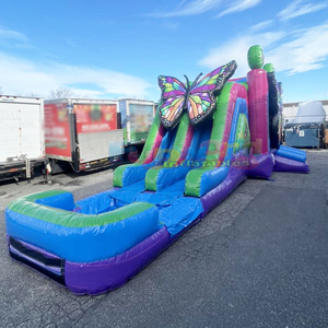 Structure gonflable commerciale de qualité supérieure pour enfants, combinant château gonflable papillon et toboggan aquatique. - Product Image 3