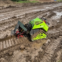 Mesin Pemotong Rumput Crawler Karet Profesional 4-Tak Hemat Biaya, Bermerek, Mini Robotik, Kontrol Jarak Jauh Cerdas
