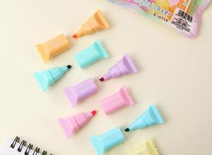 Surligneurs créatifs en plastique mignons en forme de bonbons, 6 couleurs, encre sûre, mini stylos fluorescents pour enfants, cadeau - Product Image 2