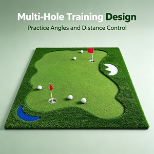 Tapis de golf portable professionnel pour entraînement au putting en intérieur et en extérieur avec coupes et drapeaux pour la maison et le jardin - Product Image 5